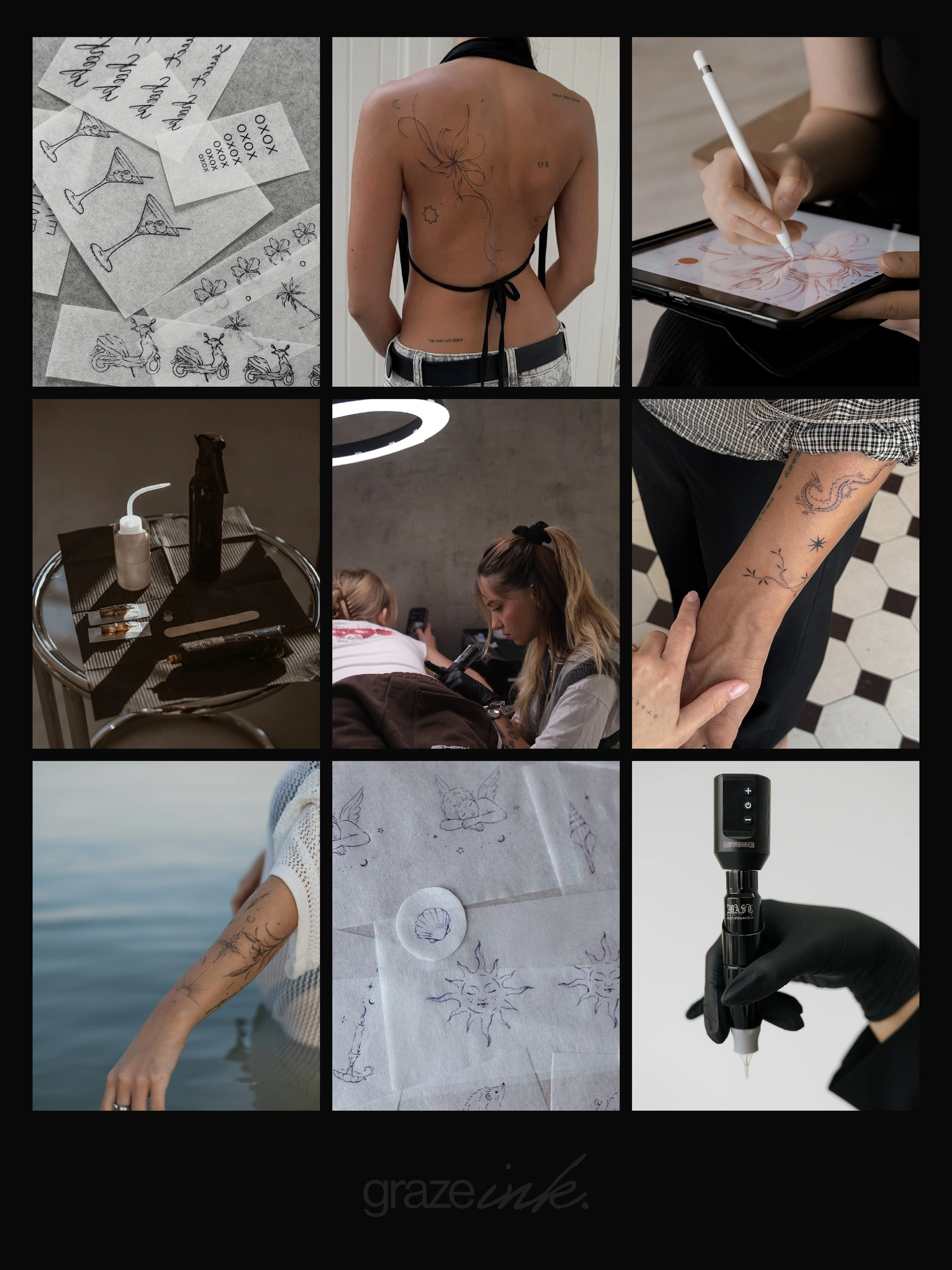 Moodboard de Graze Ink, estudio de tatuaje