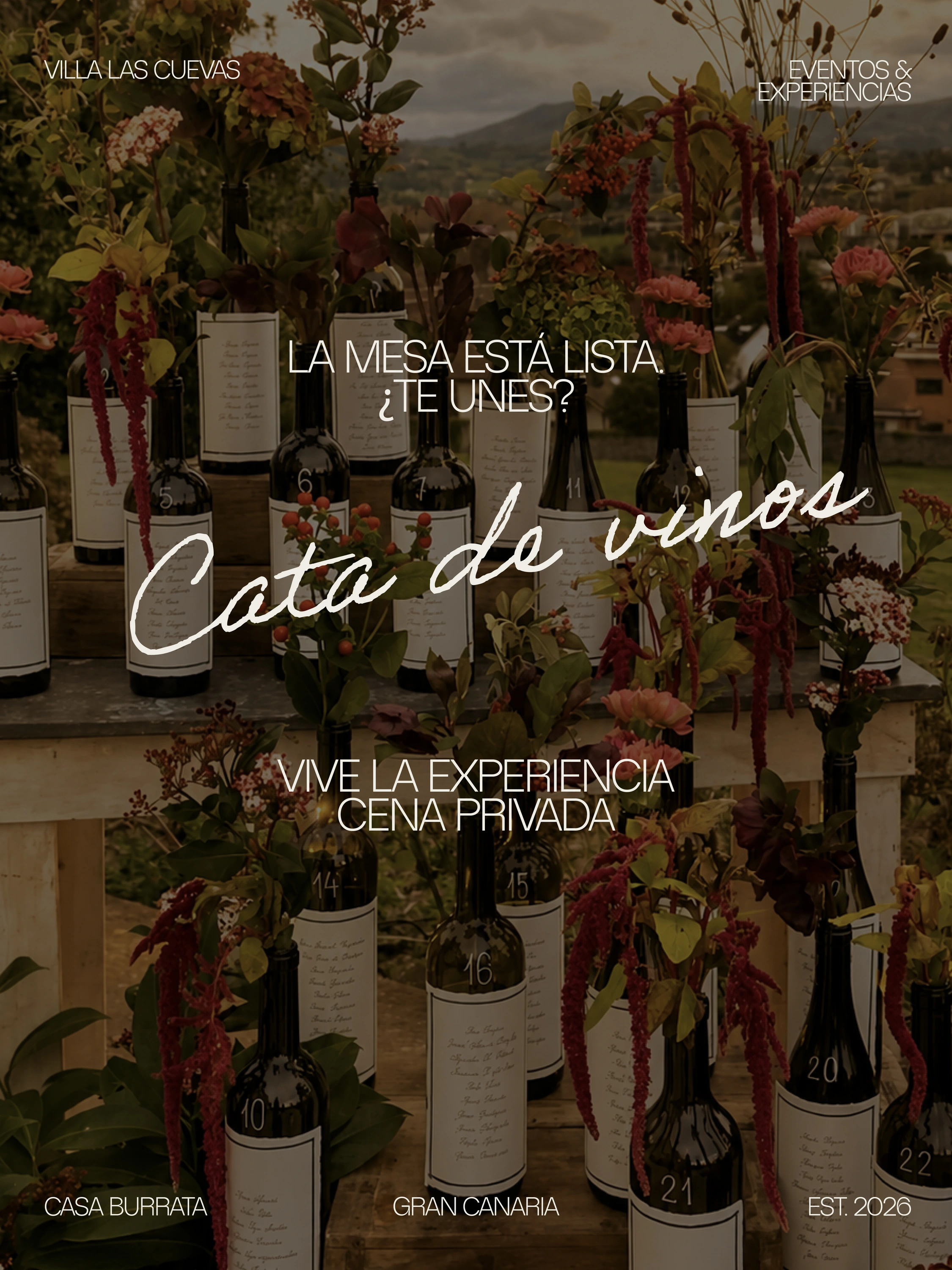Cartel de cata de vinos de Casa Burrata