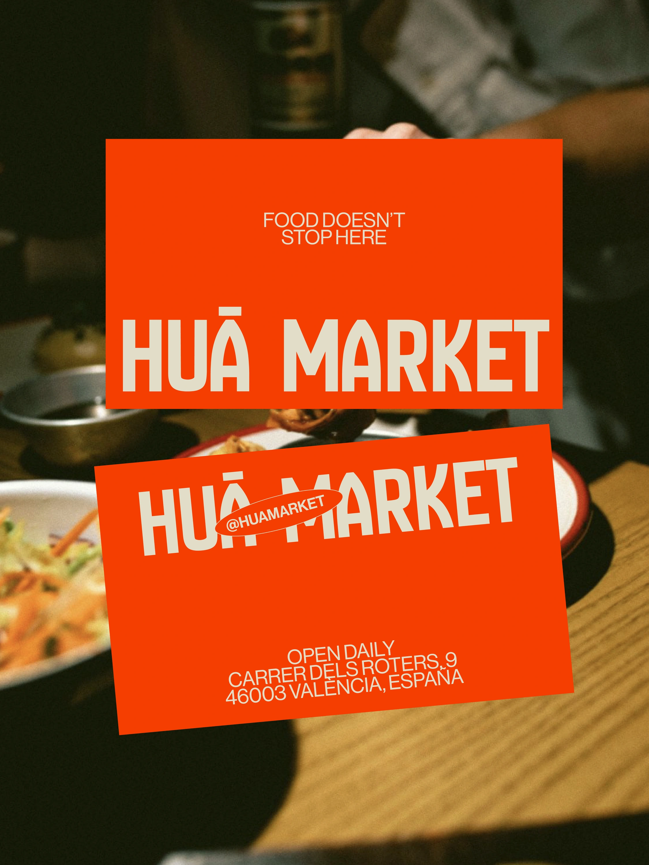 Tarjetas naranjas de Huā Market