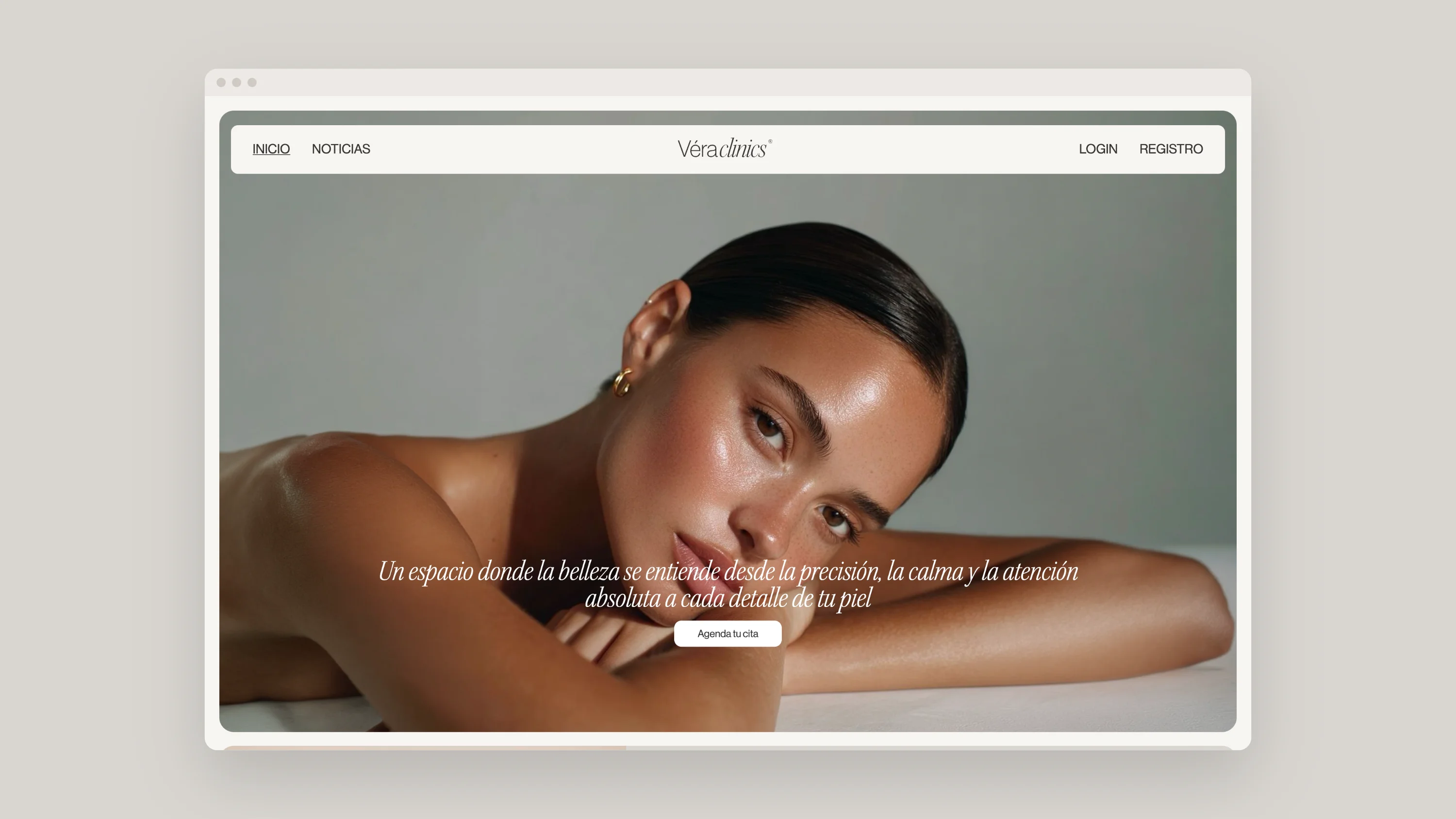 Página de inicio de la web de Vera Clinic en escritorio